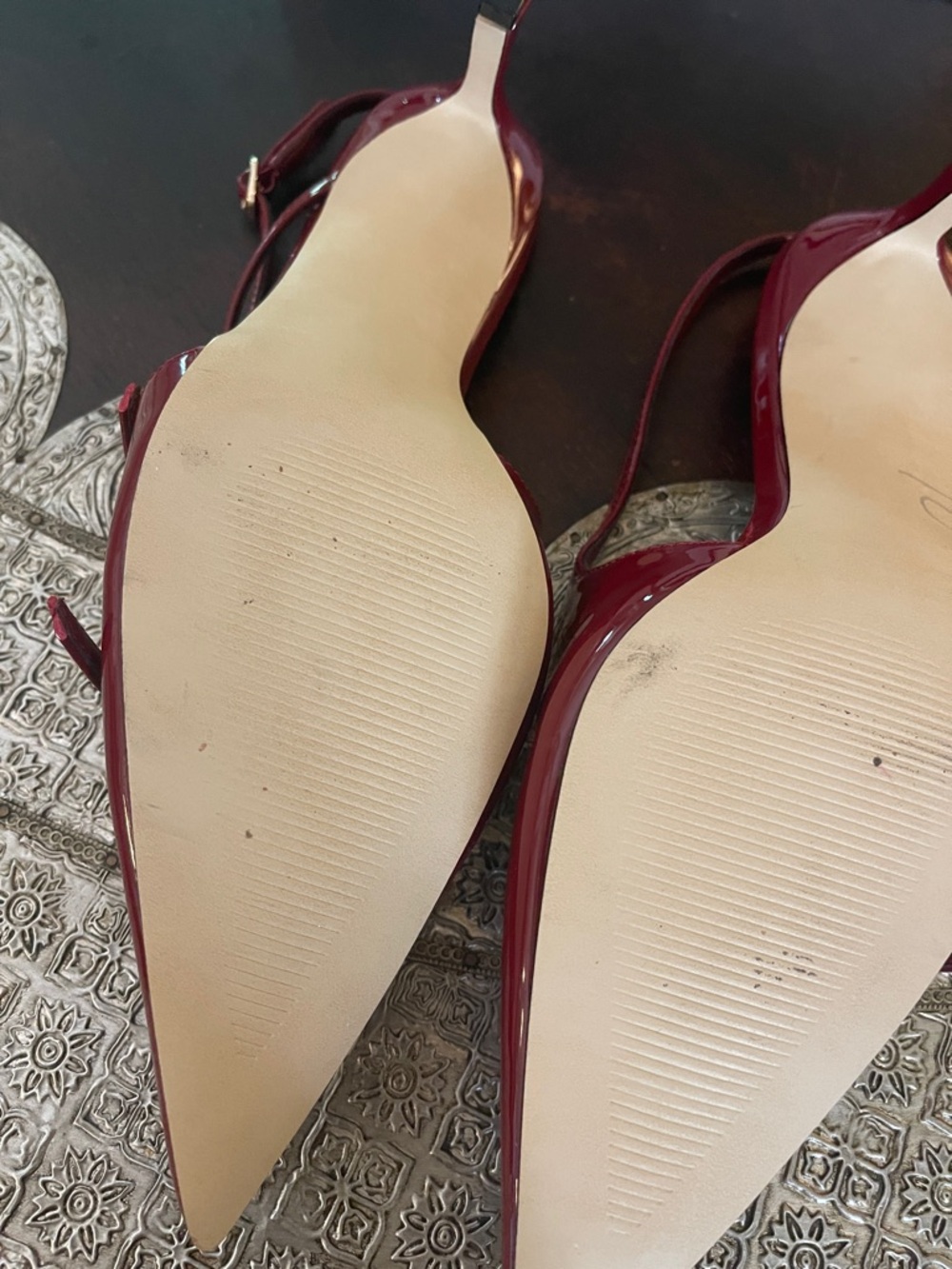 Steve Madden Red Patent Pointed-Strap Slingback Heels 7.5 - Picture 5 of 5